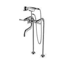 Santec 7050HA10 - Floor Mount Tub Filler W/ Ha Handles And Multifunction Handheld Shower