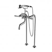 Santec 7050HC10 - Floor Mount Tub Filler W/ Hc Handles And Multifunction Handheld Shower