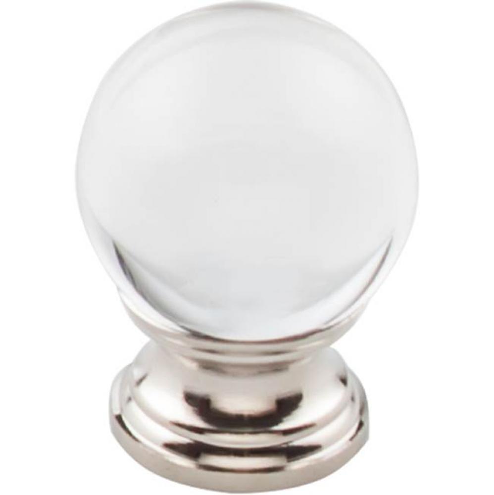 Clarity Clear Glass Knob 1 3/16 Inch Polished Nickel Base