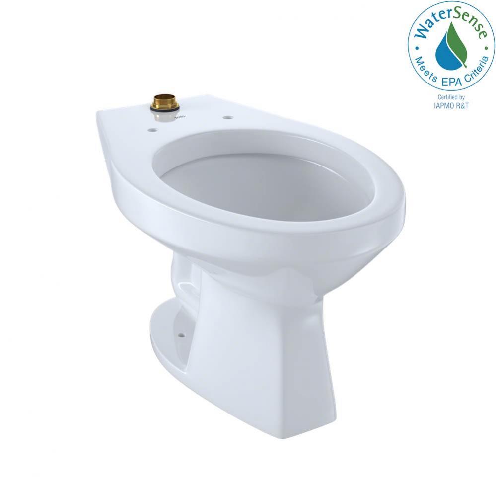 Elongated Floor-Mounted Flushometer Toilet Bowl with Top Spud, Cotton White