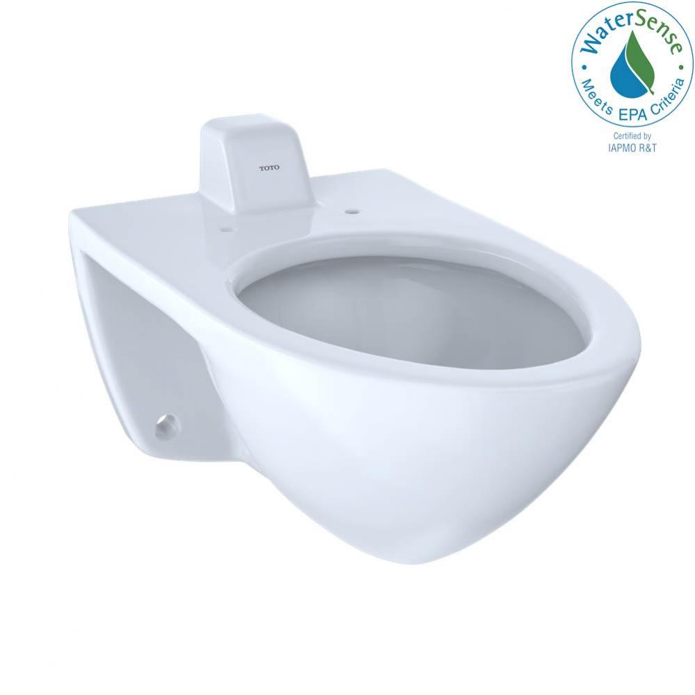 Elongated Wall-Mounted Flushometer Toilet Bowl with Back Spud, Cotton White