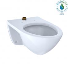 Toto CT708UG#01 - Elongated Wall-Mounted Flushometer Toilet Bowl with Top Spud and CeFiONtect, Cotton White