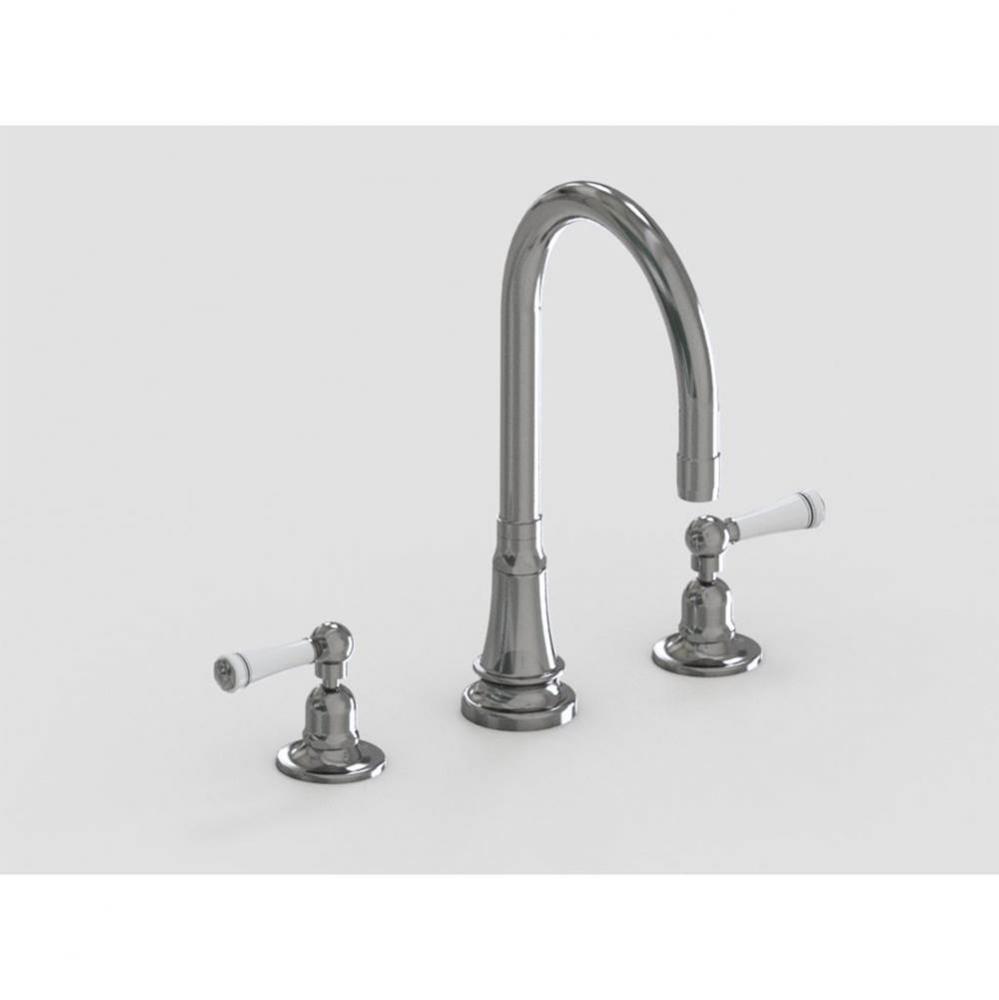 Deck Mount 7'' Swivel Bar Faucet Spout with White Ceramic Lever