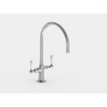 Jaclo 1021-W-BSS - Single Hole 10'' Swivel Spout with White Ceramic Lever