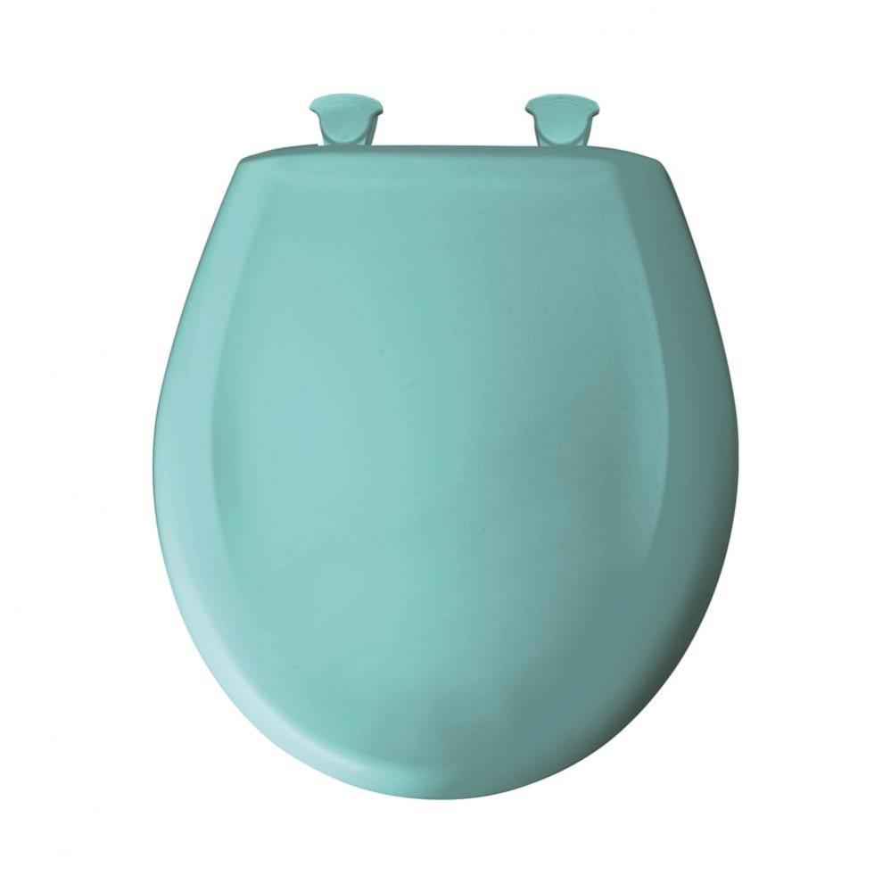 Round Plastic Toilet Seat in Surf Green with STA-TITE Seat Fastening System, Easy-Clean & Chan