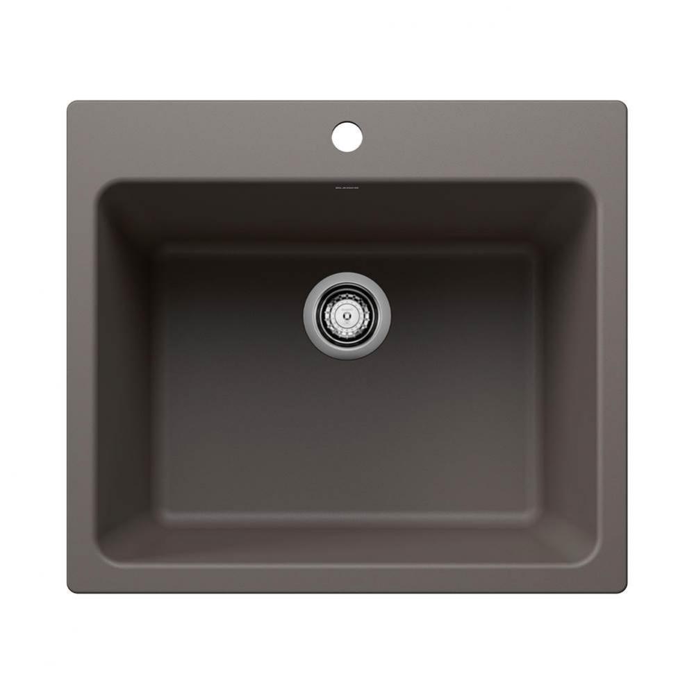 Liven SILGRANIT 25'' Single Bowl Dual Mount Laundry Sink - Volcano Gray