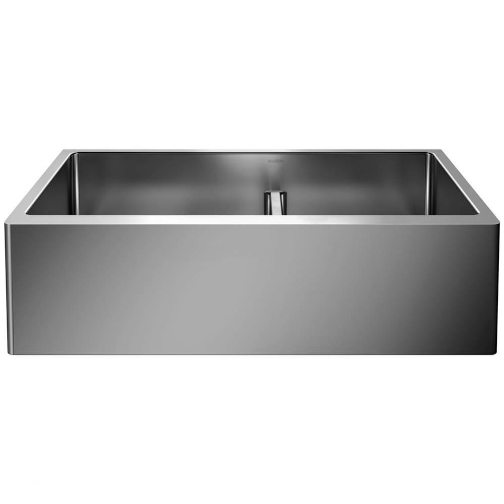 Quatrus R15 33'' 60/40 Double Bowl Apron-Front Stainless Steel Farmhouse Sink with Low D