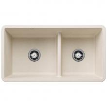 Blanco 443080 - Precis SILGRANIT 33'' 60/40 Reversible Double Bowl Undermount Kitchen Sink with Low Divi