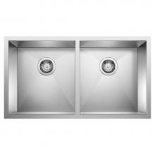 Blanco 516211 - Precision R0 28'' 50/50 Double Bowl Undermount Stainless Steel Kitchen Sink