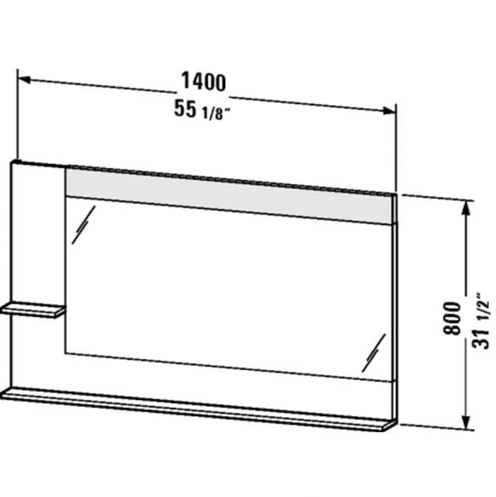 Mirror with shelves laterally (L) and below Vero