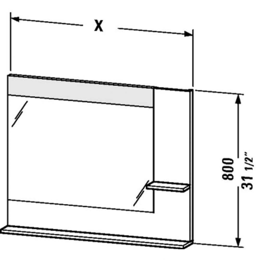 Mirror with shelves laterally (R) and below Vero