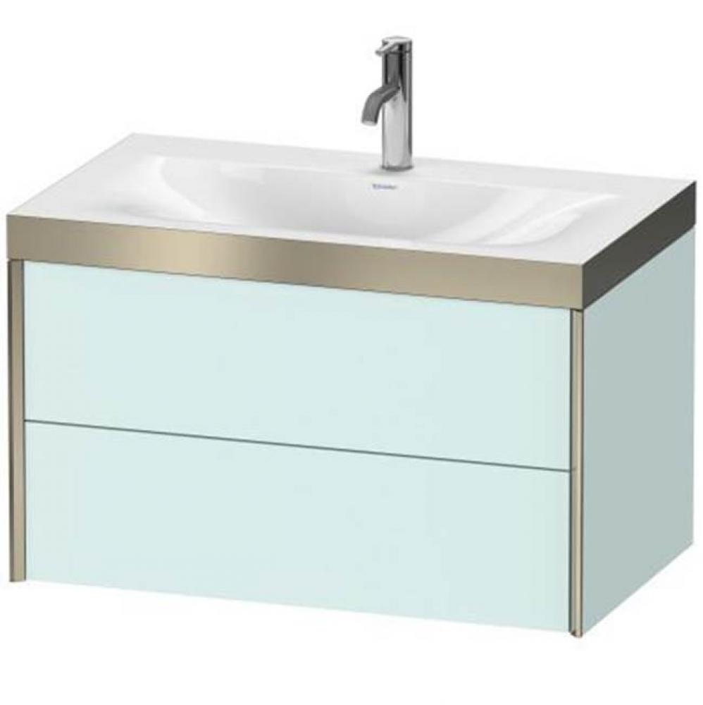 Duravit XViu Two Drawer C-Bonded Wall-Mount Vanity Kit Light Blue