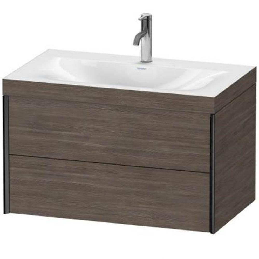 Duravit XViu Two Drawer C-Bonded Wall-Mount Vanity Kit Silver Pine