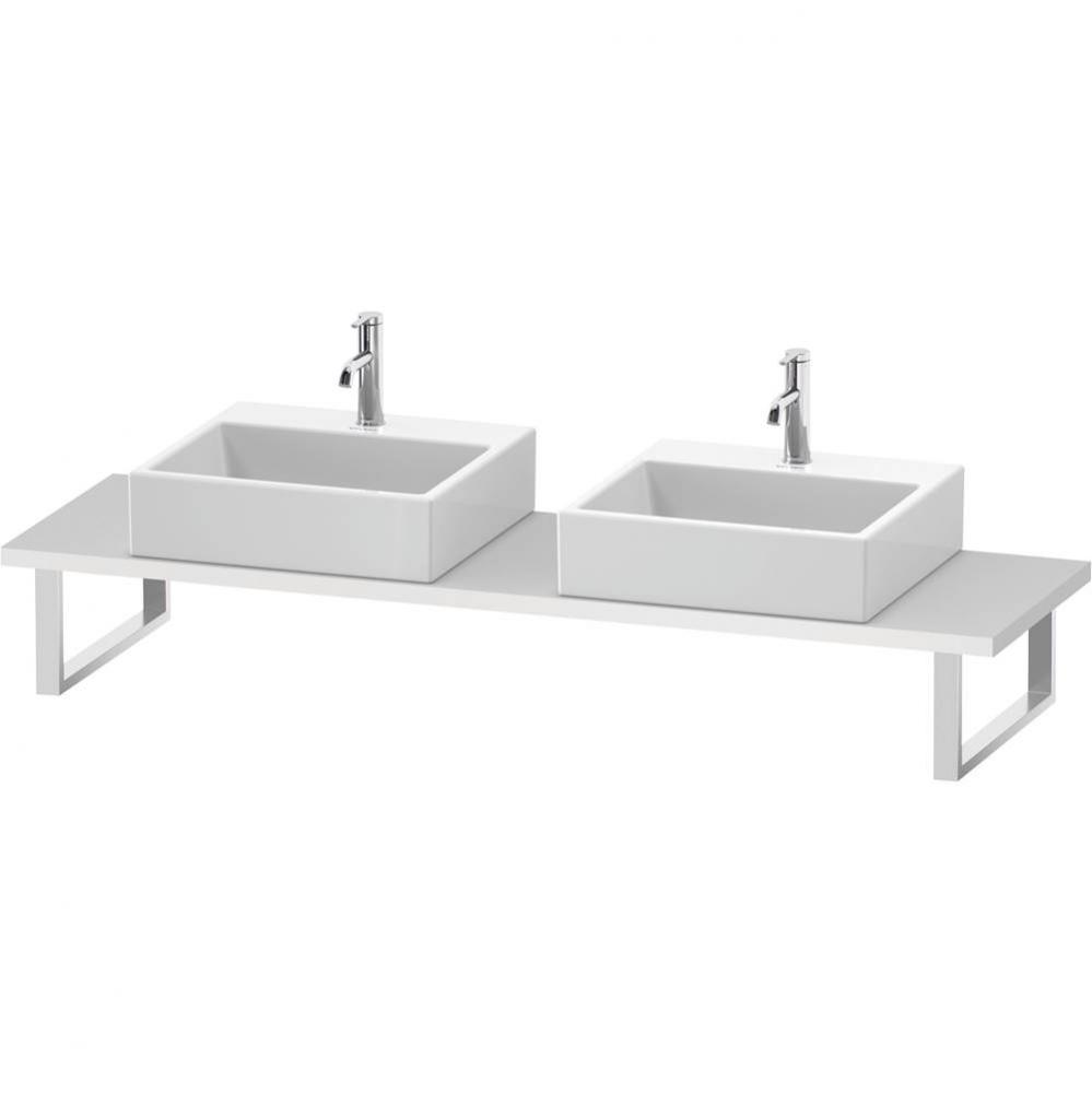 L-Cube Console with Two Sink Cut-Outs White