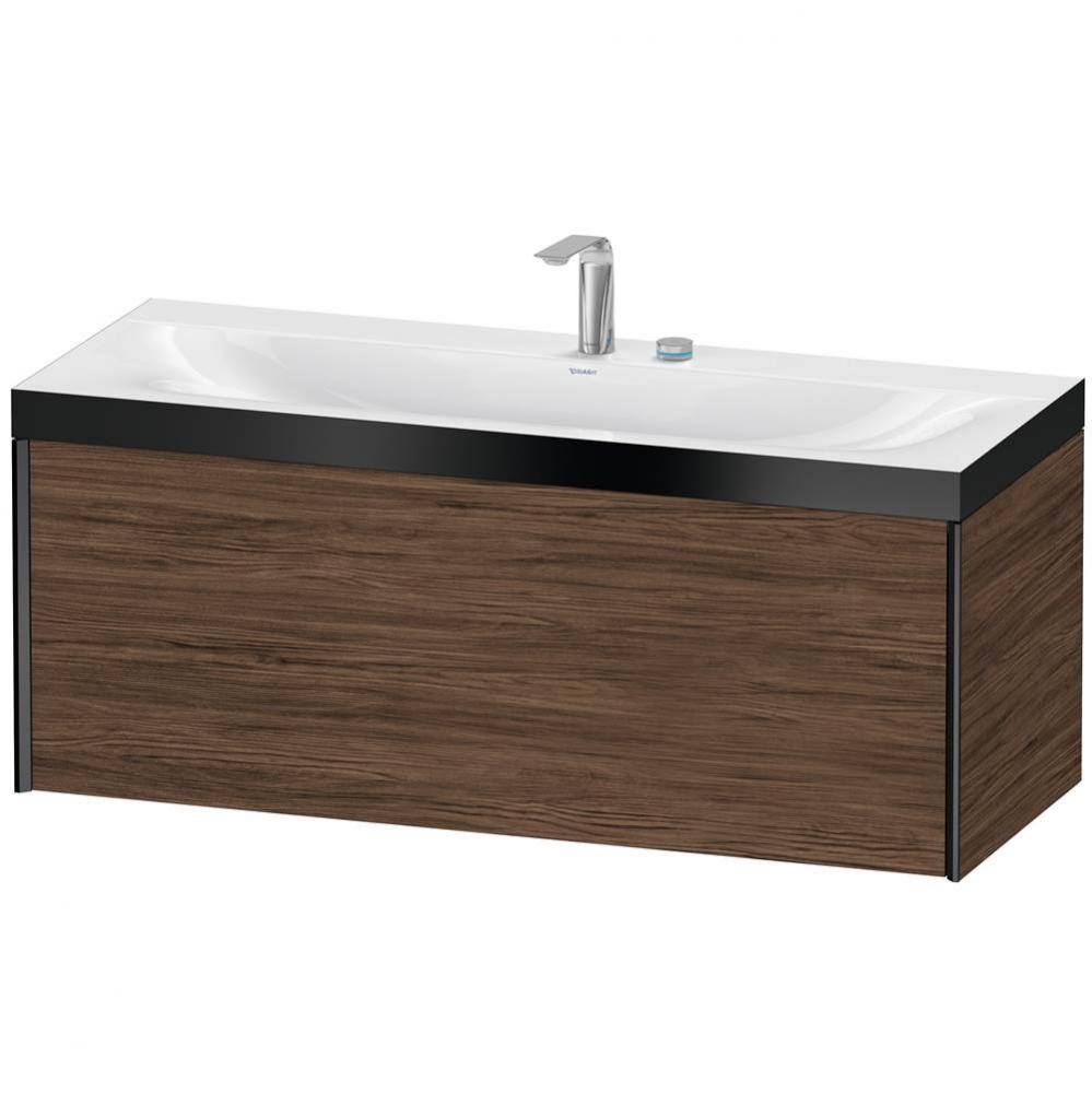 XViu One Drawer C-Bonded Wall-Mount Vanity Kit Walnut Dark