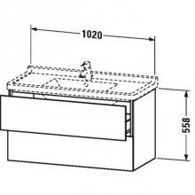 Duravit LC626601212 - Duravit L-Cube Two Drawer Wall-Mount Vanity Unit Brushed Oak