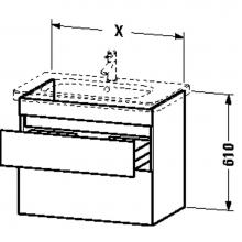 Duravit DS648005243 - Duravit DuraStyle Two Drawer Wall-Mount Vanity Unit European Oak|Basalt