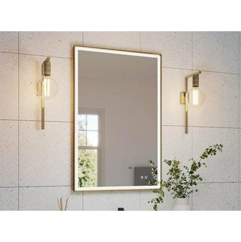 ARTUS FRAMED MIRROR 24'' W x 36'' H +DEFOG +LIGHT, BRUSHED NICKEL