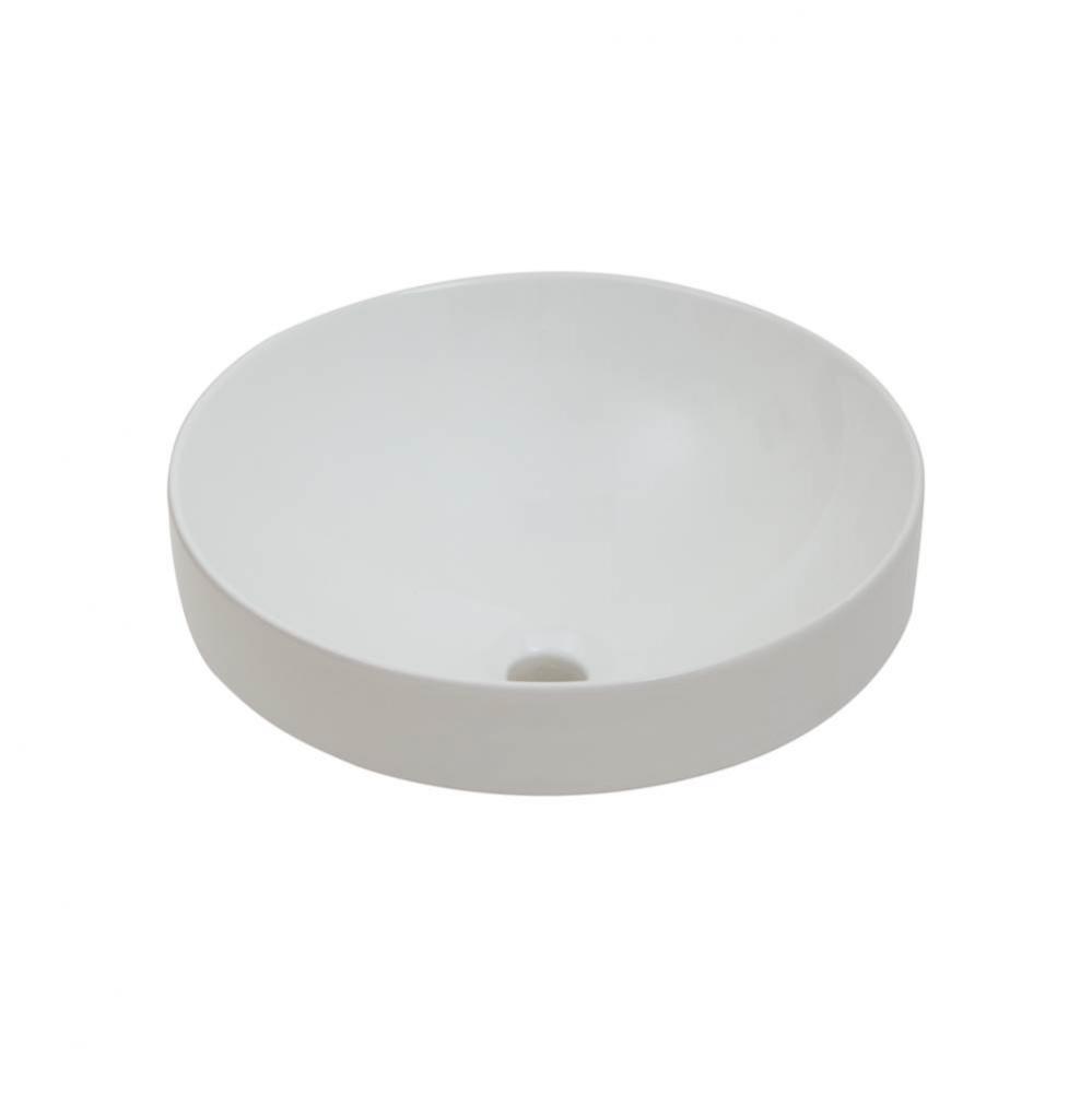 White Fireclay Round Semi-Recessed Vessel Sink