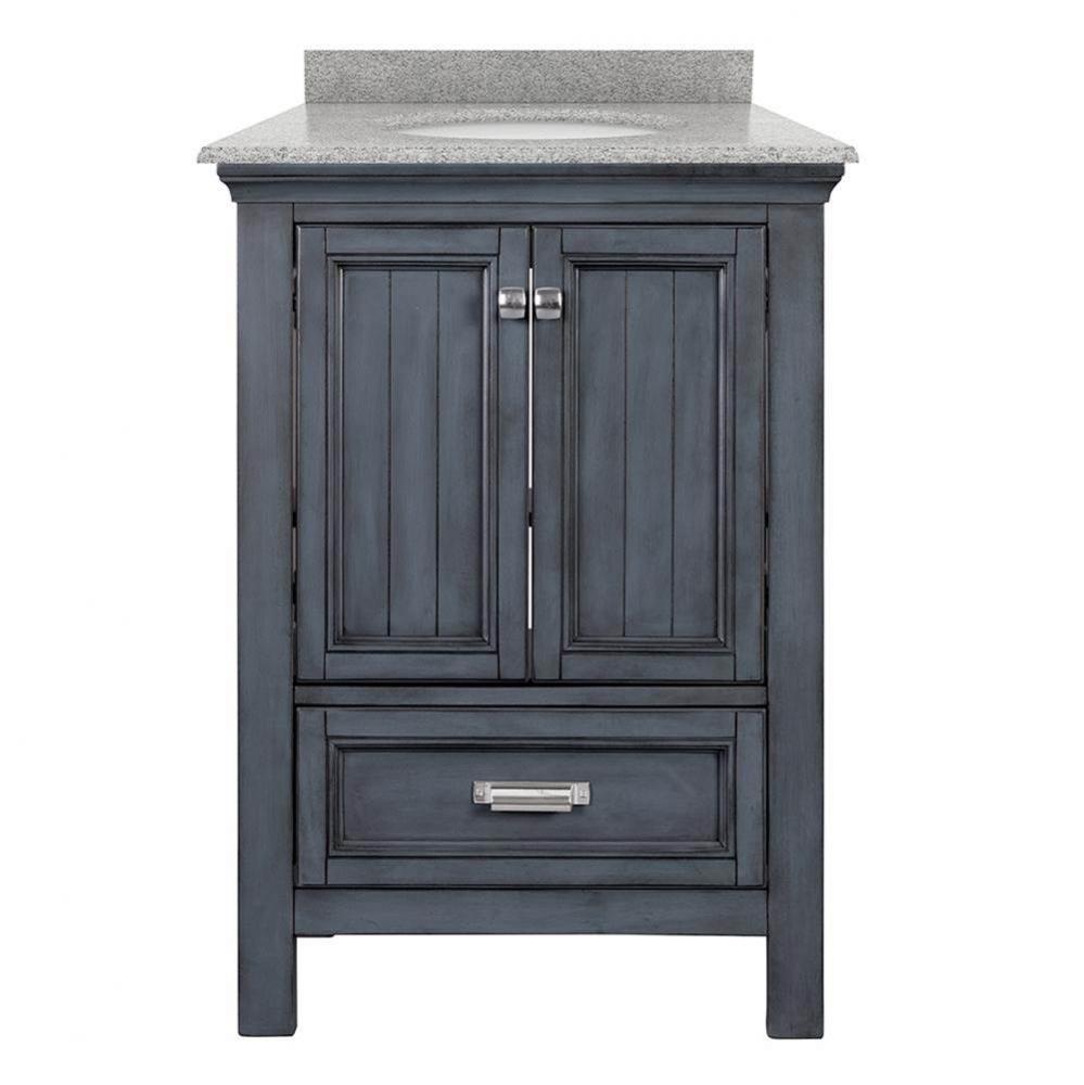 Brantley 25'' Harbor Blue Vanity with Rushmore Grey Granite Top