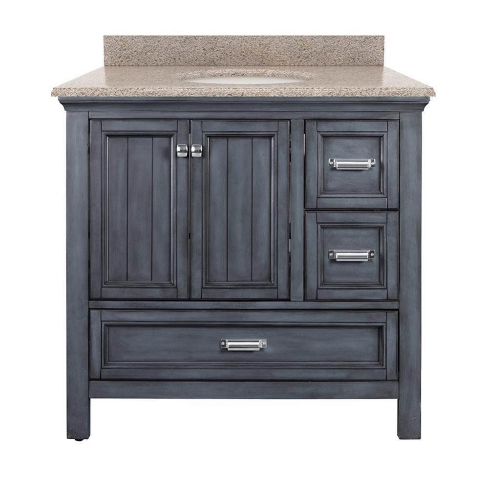 Brantley 37'' Harbor Blue Vanity with Mohave Beige Granite Top