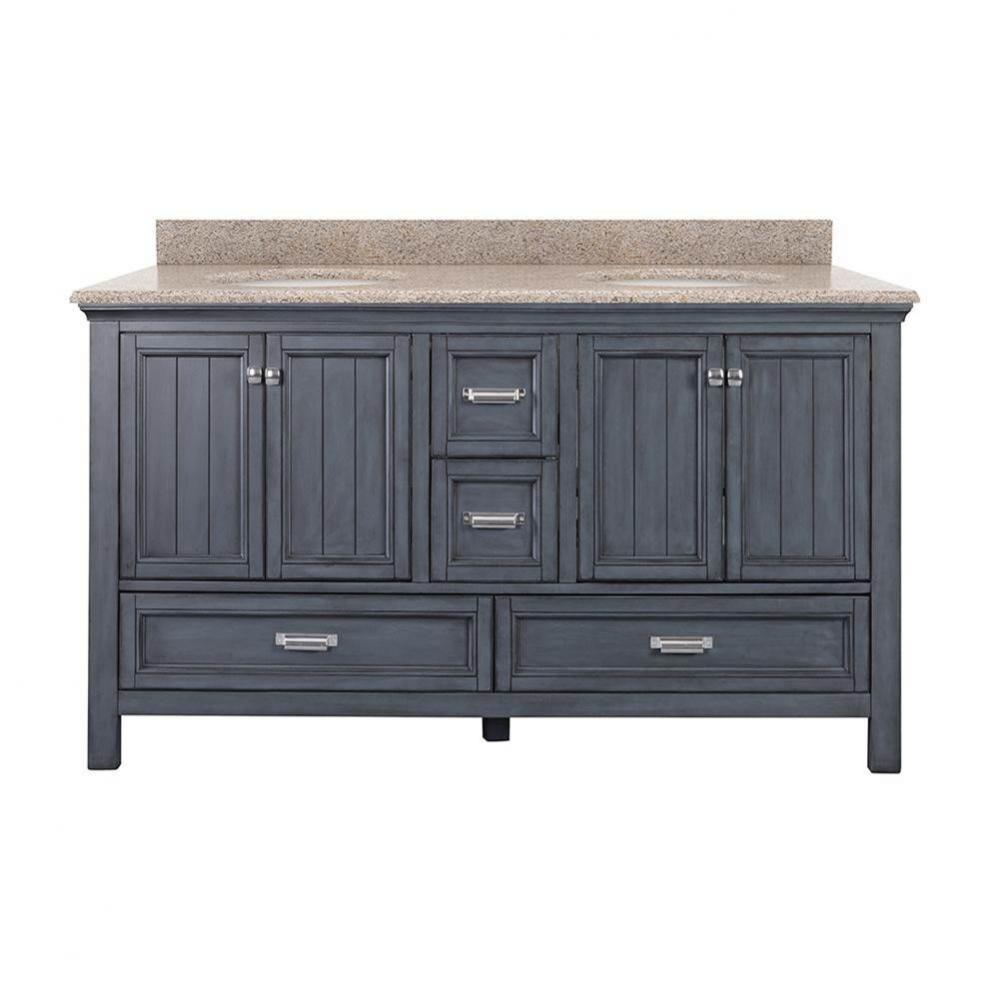 Brantley 61'' Harbor Blue Vanity with Mohave Beige Granite Top