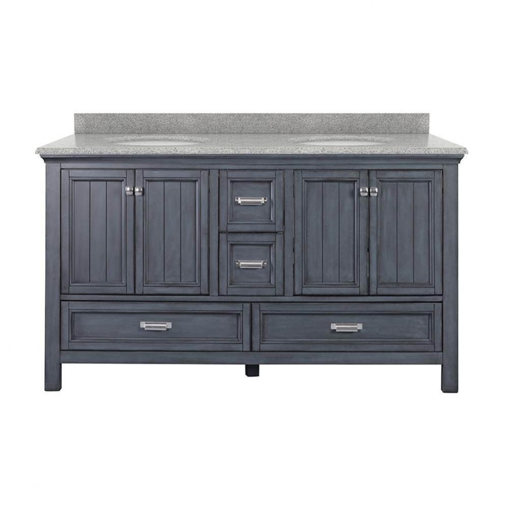 Brantley 61'' Harbor Blue Vanity with Rushmore Grey Granite Top