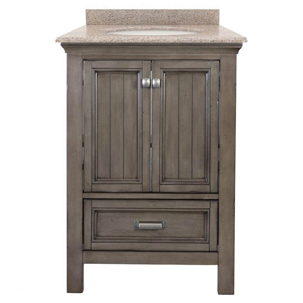 Brantley 25'' Distressed Grey Vanity with Mohave Beige Granite Top