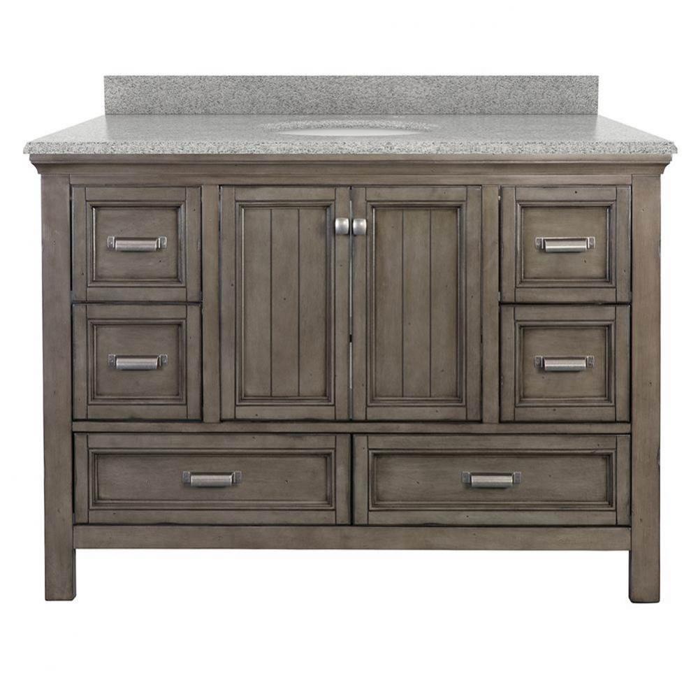 Brantley 49'' Distressed Grey Vanity with Rushmore Grey Granite Top