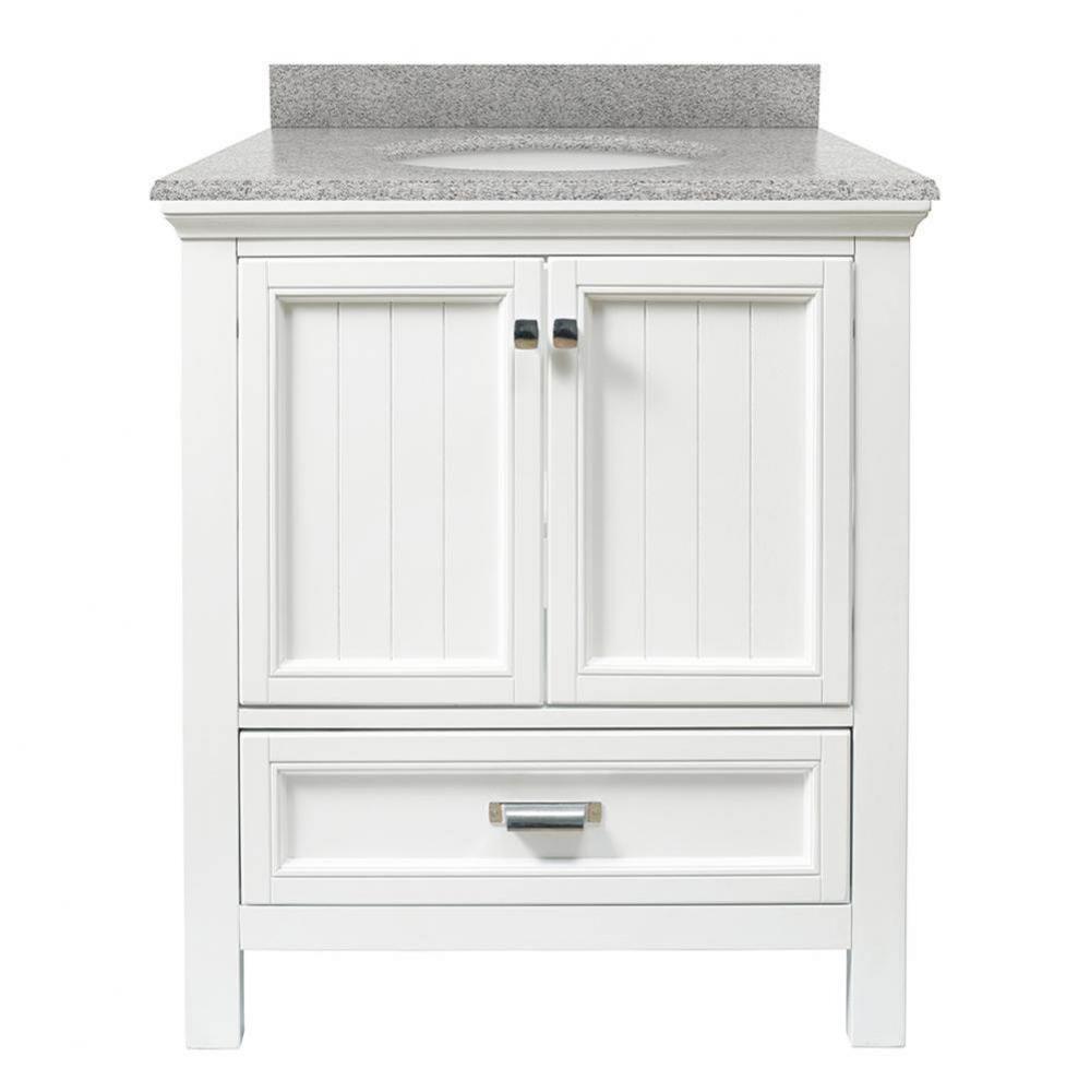 Brantley 31'' White Vanity with Rushmore Grey Granite Top