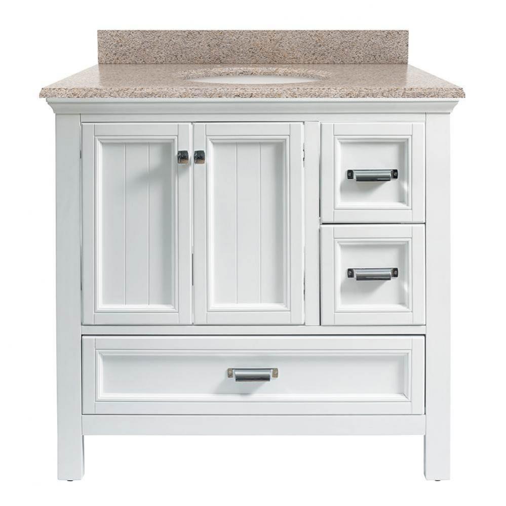 Brantley 37'' White Vanity with Mohave Beige Granite Top