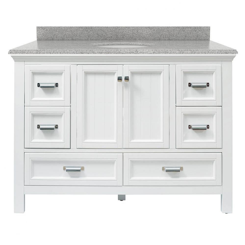 Brantley 49'' White Vanity with Rushmore Grey Granite Top