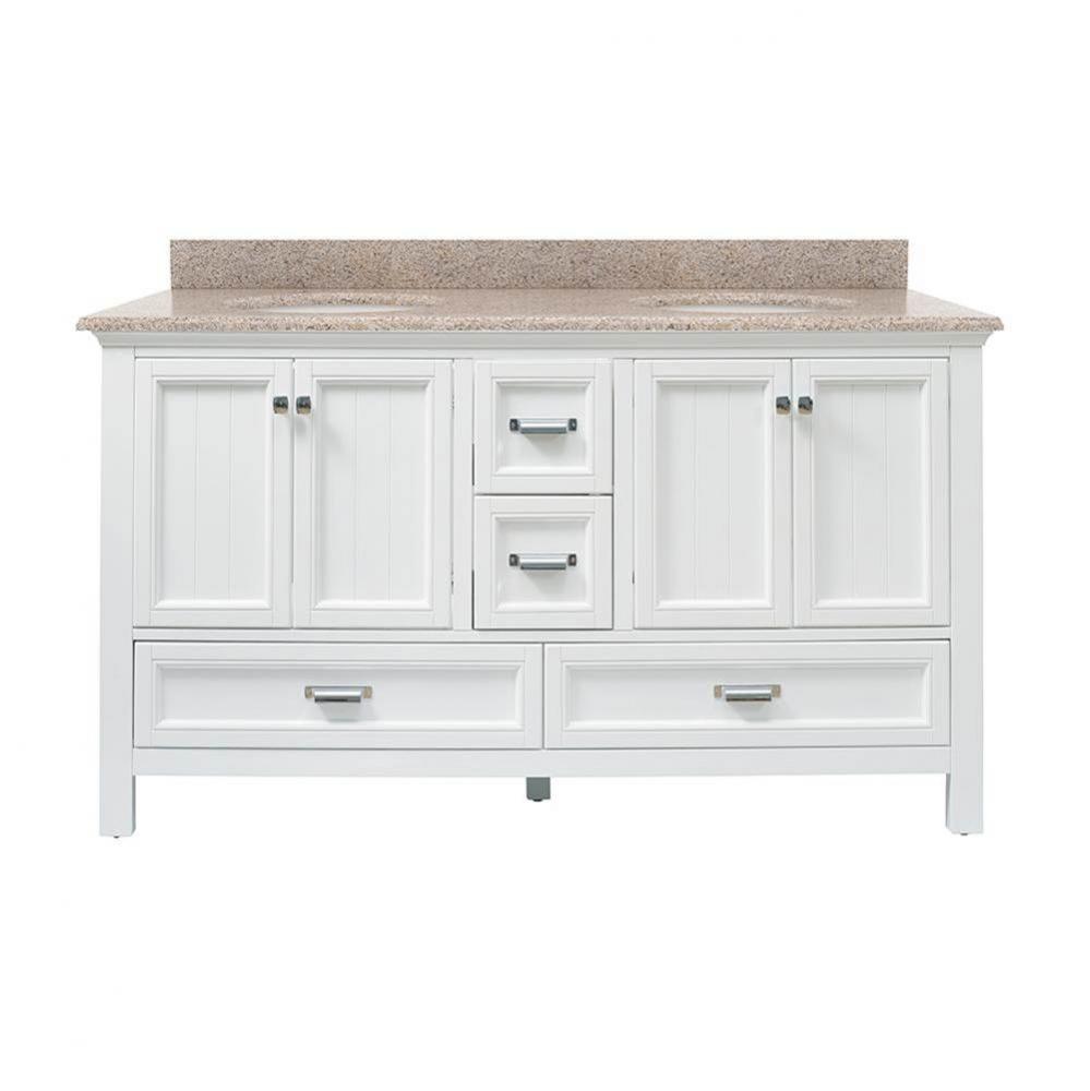 Brantley 61'' White Vanity with Mohave Beige Granite Top