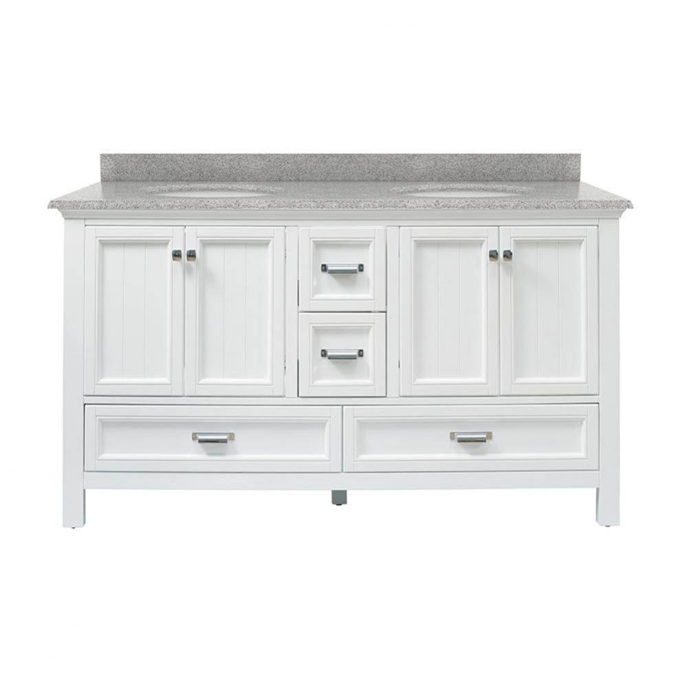 Brantley 61'' White Vanity with Rushmore Grey Granite Top