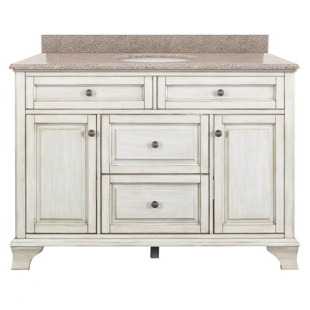 Corsicana 49'' Antique White Vanity with Mohave Beige Granite Top