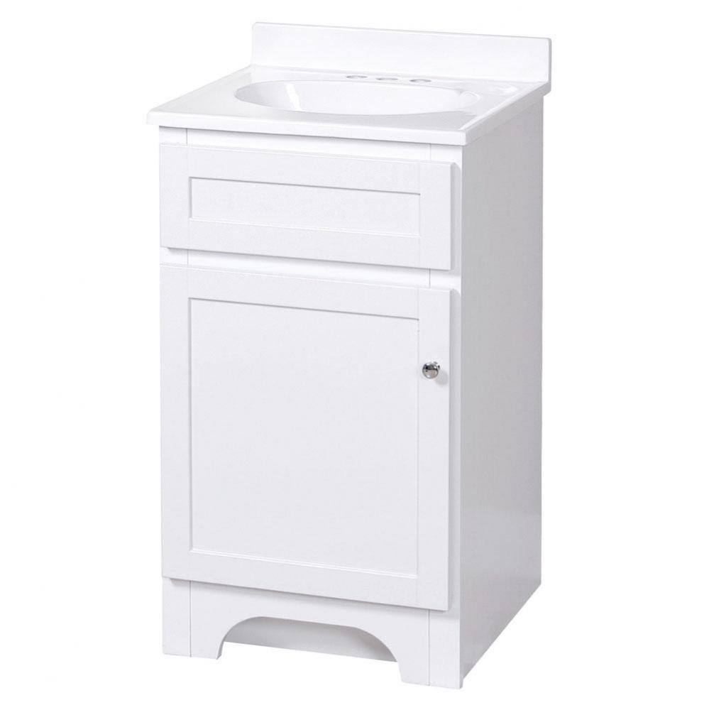 Columbia 18 inch white bath vanity with cultured marble vanity