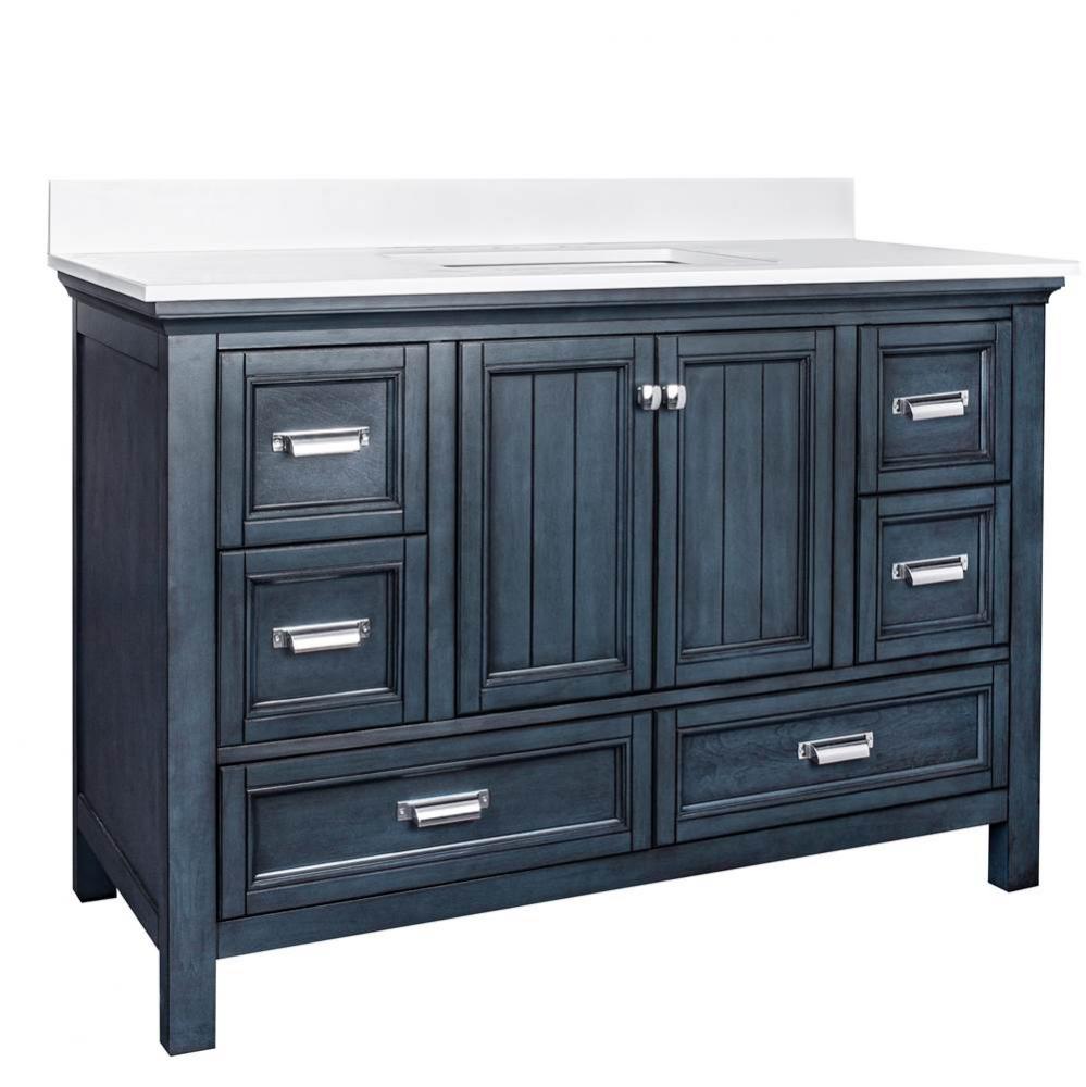 Brantley 49'' Harbor Blue Vanity with Carrara White Marble Top