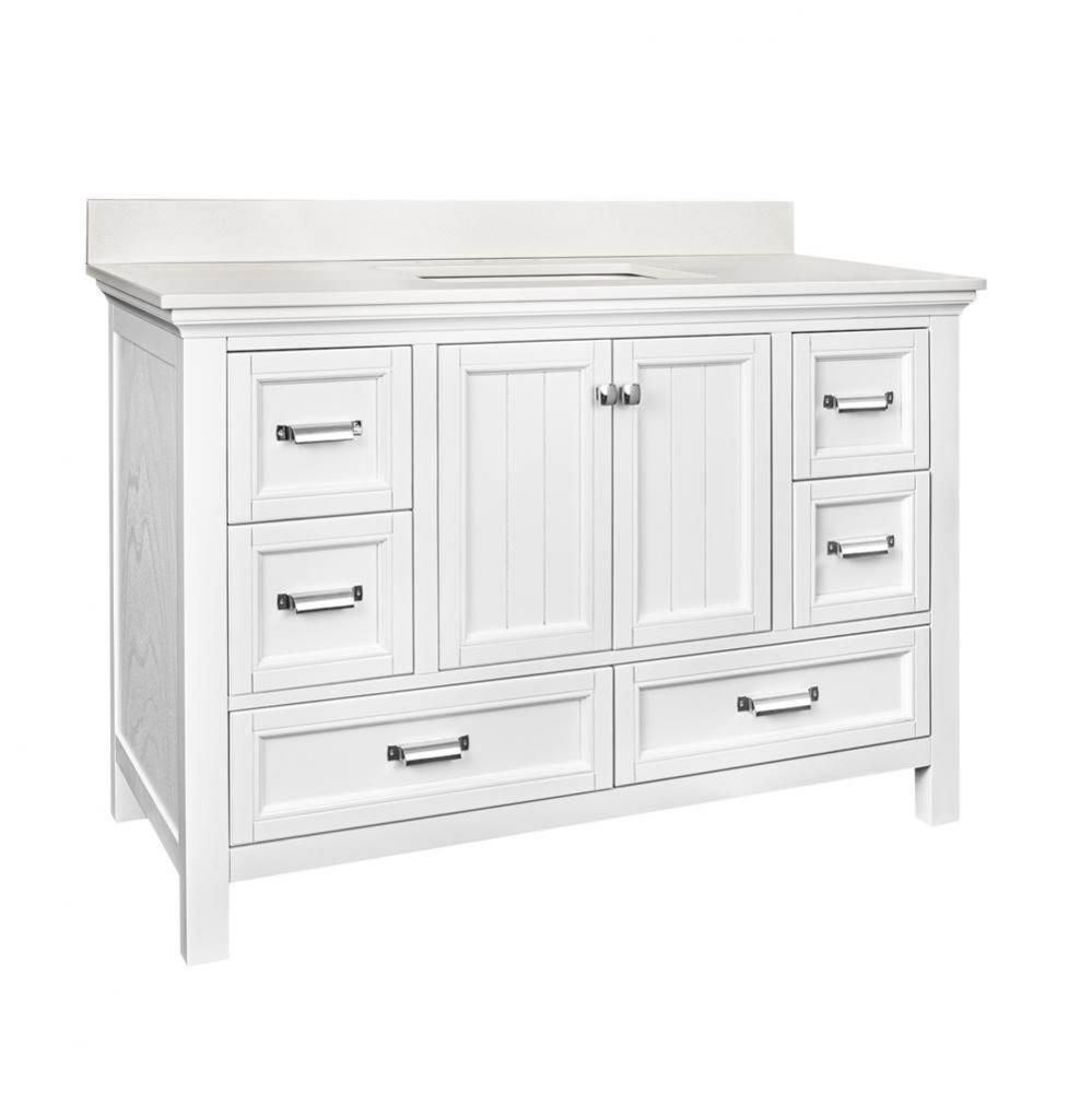 Brantley 49'' White Vanity with Carrara White Marble Top