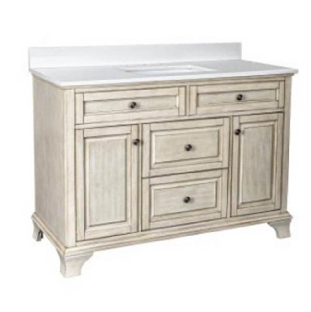 Corsicana 49'' Antique White Vanity with Black Galaxy Granite Top