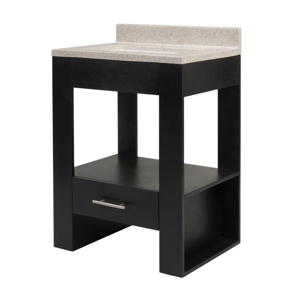 Logan 25'' Black Vanity with Cultured Marble Top