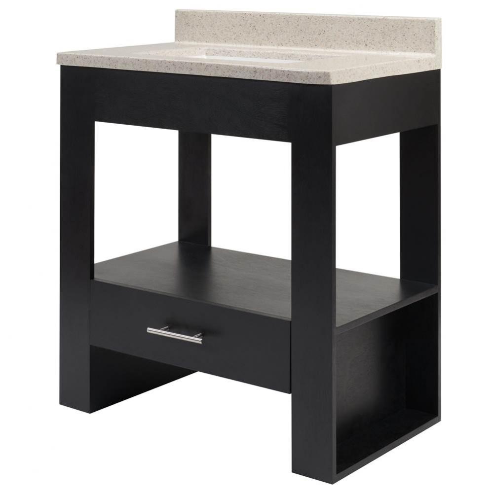 Logan 31'' Black Vanity with Cultured Marble Top