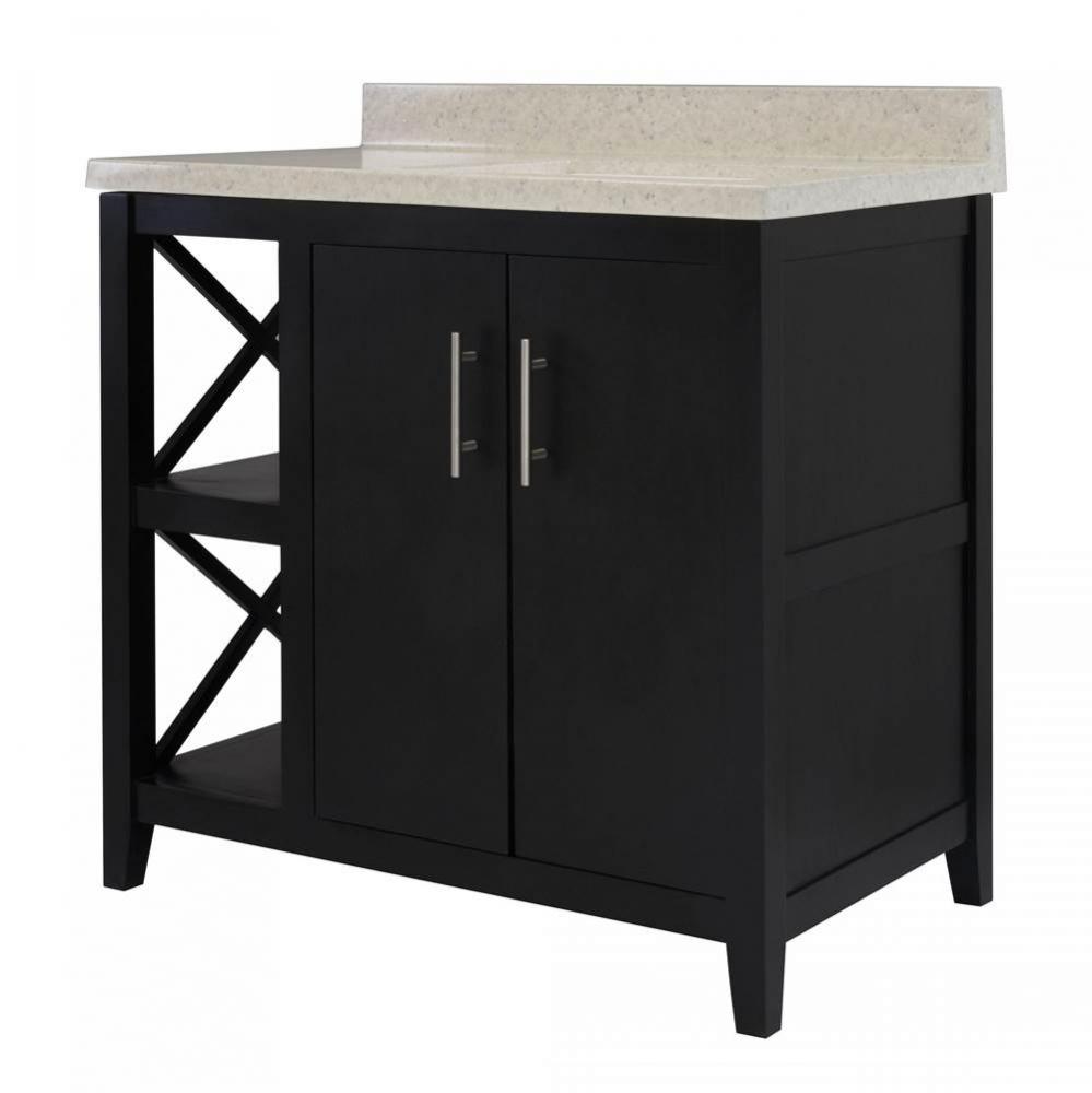 Lockwood 37'' Black Vanity with Cultured Marble Top