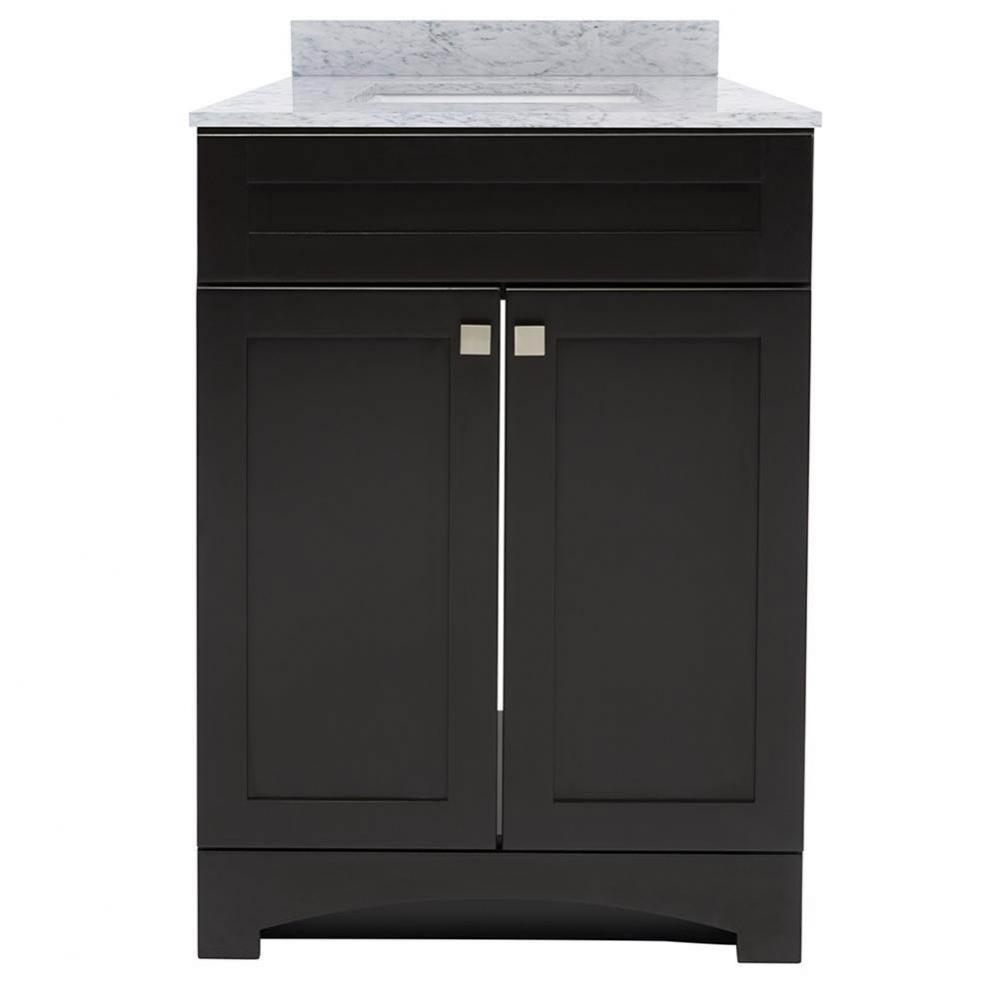 Monterrey 25'' Black Coffee Vanity with Carrara White Marble Top