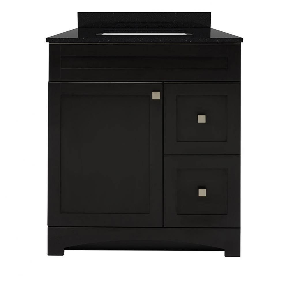 Monterrey 31'' Black Coffee Vanity with Black Galaxy Granite Top