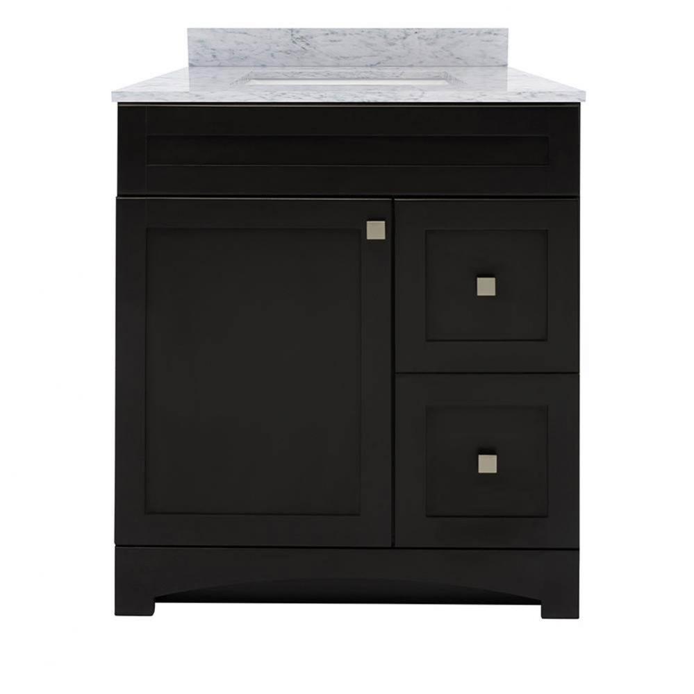 Monterrey 25'' Cool Grey Vanity with Carrara White Marble Top