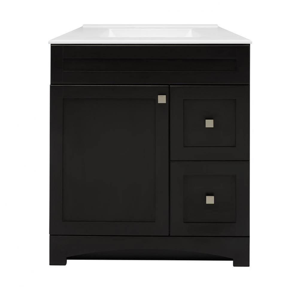 Monterrey 31'' Black Coffee Vanity with White Fine Fire Clay Top