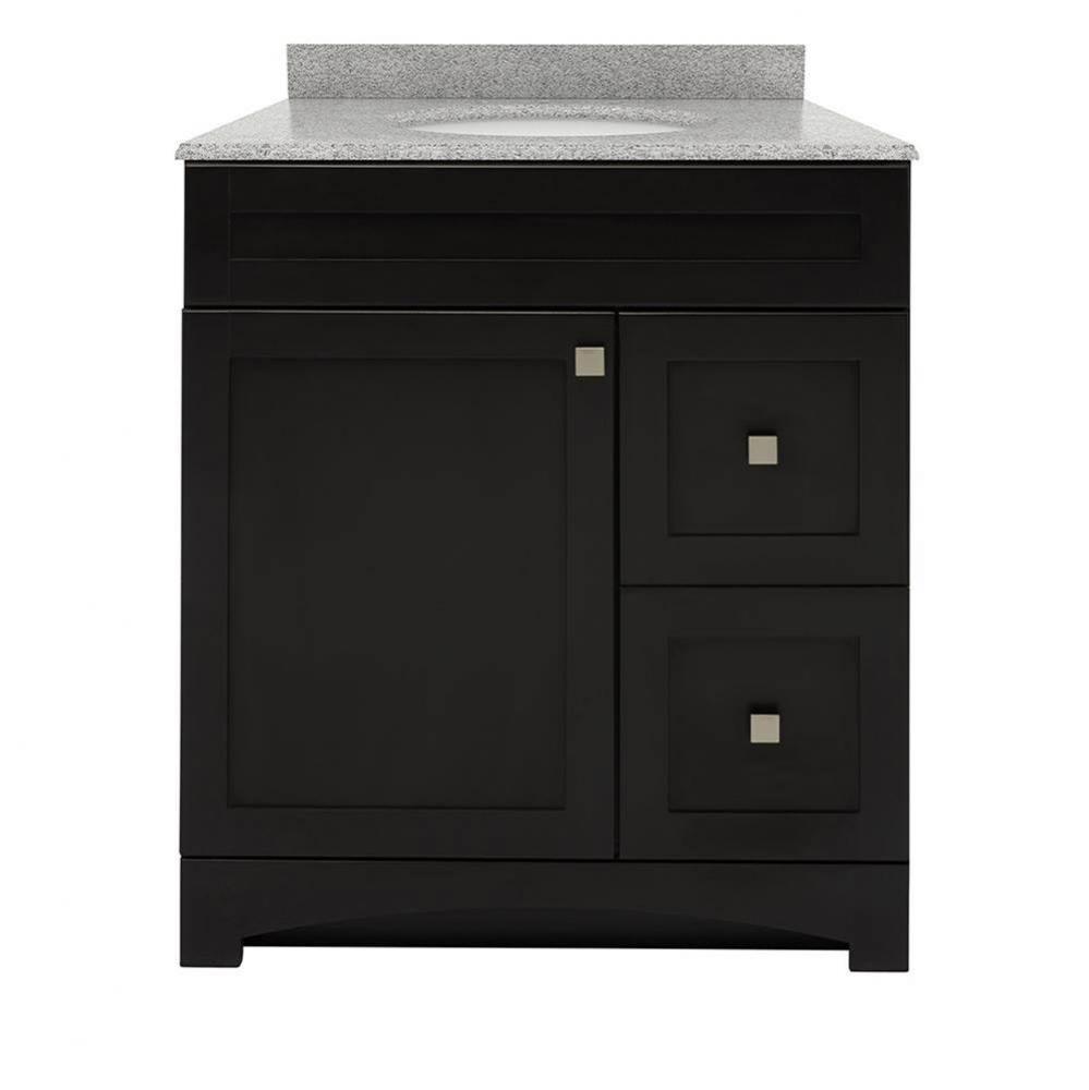 Monterrey 31'' Black Coffee Vanity with Rushmore Grey Granite Top