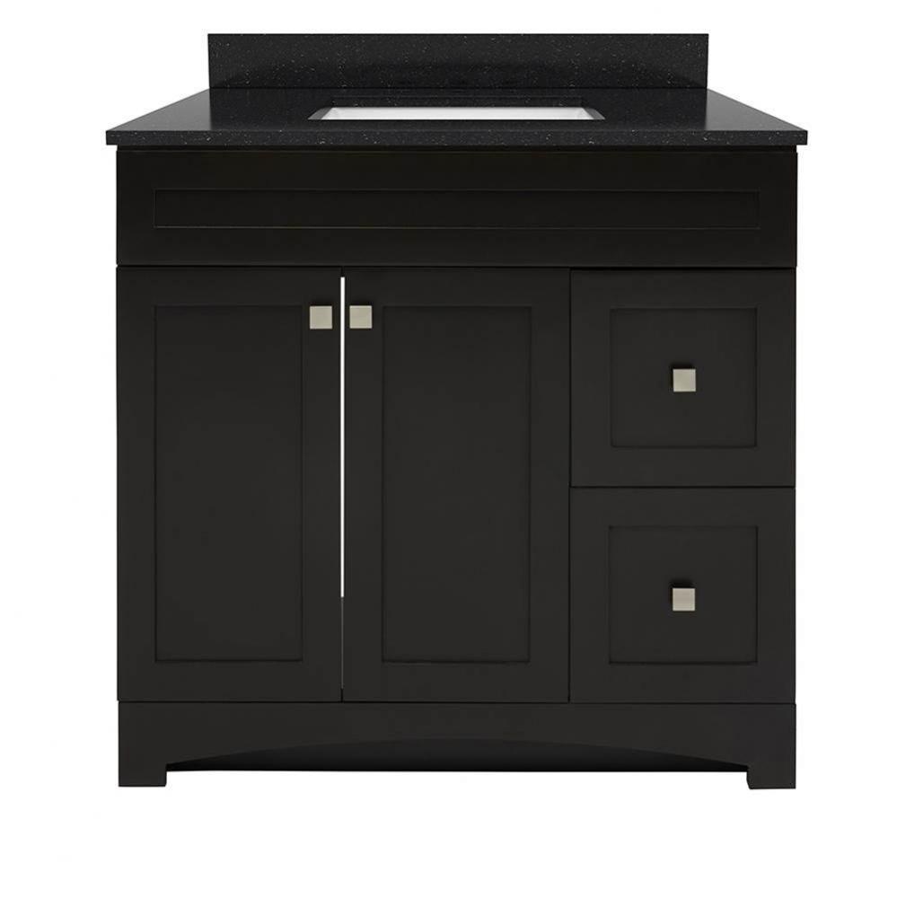 Monterrey 37'' Black Coffee Vanity with Black Galaxy Granite Top