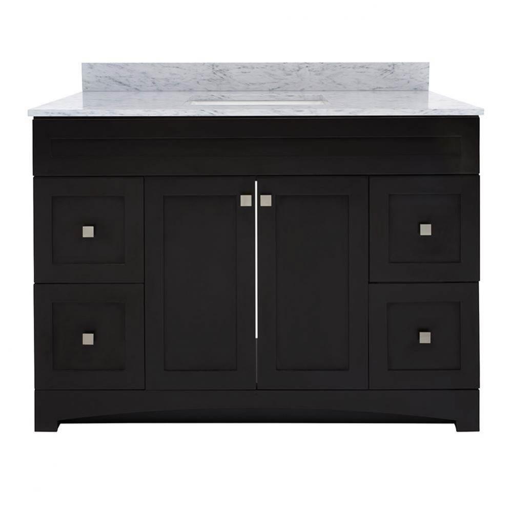 Monterrey 49'' Black Coffee Vanity with Carrara White Marble Top