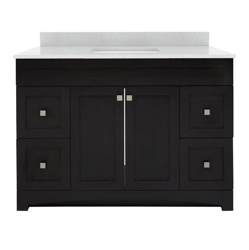 Monterrey 49'' Black Coffee Vanity with Silver Crystal White Engineered Stone Top